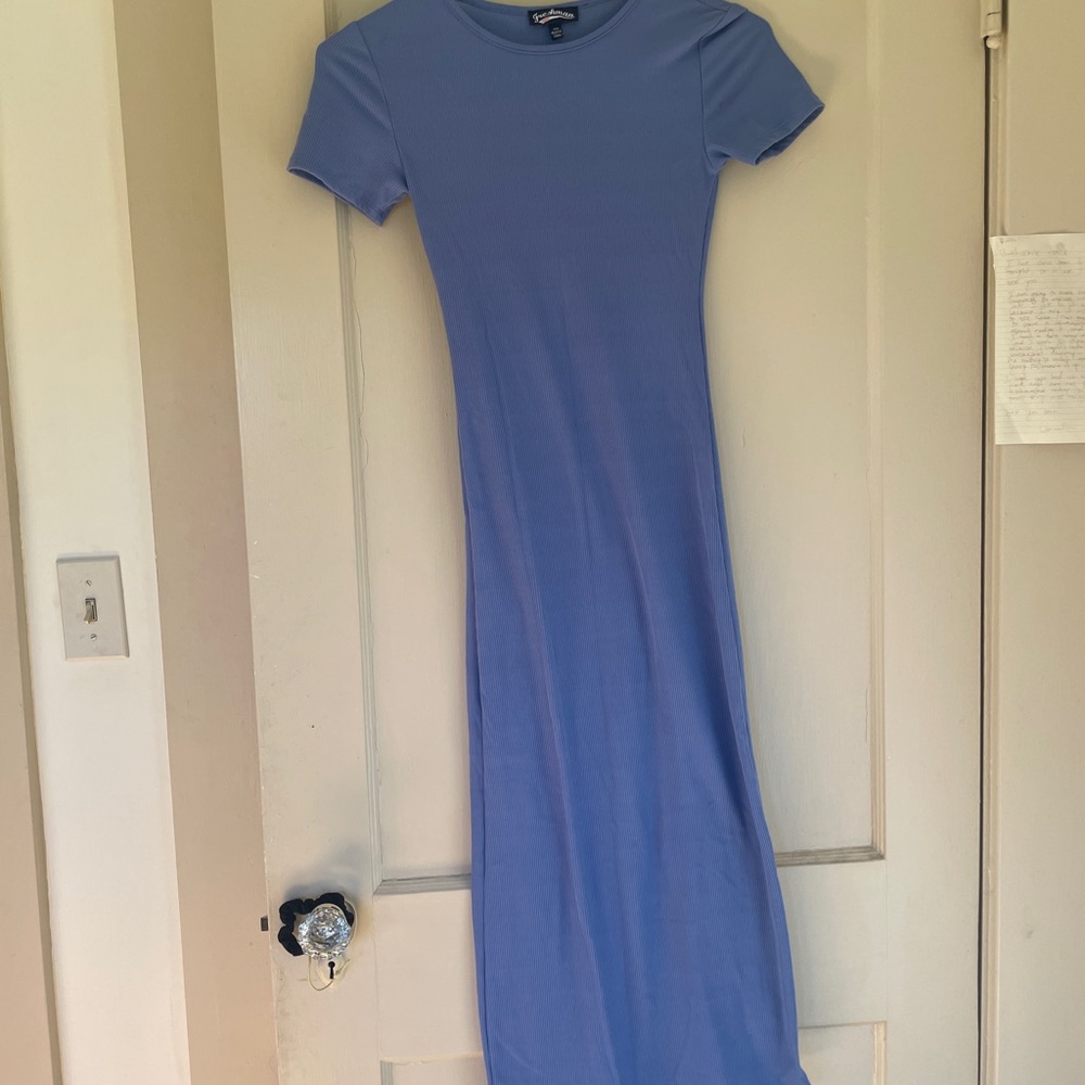 Blue Short Sleeve Maxi Dress